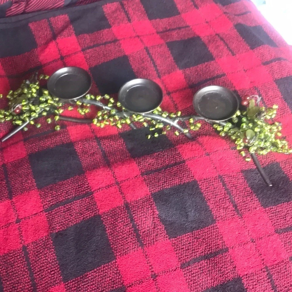 Metal three tier candle holder with beading